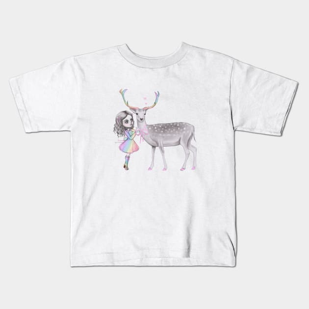 Nature spirit and the child Kids T-Shirt by mapetitepoupee